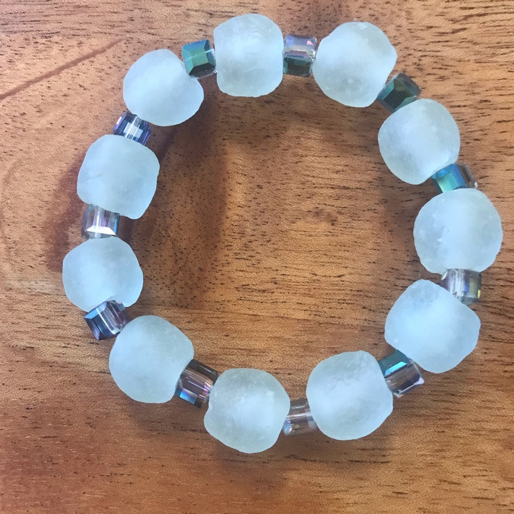 Seaglass with square bead